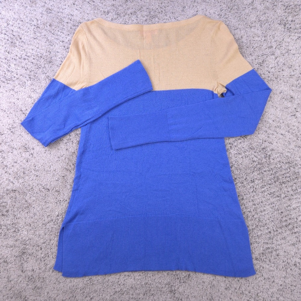 Lilly Pulitzer Sweater Womens XS Wool Blend Scoop Neck Blue Beige Pullover GUC - Picture 2 of 10